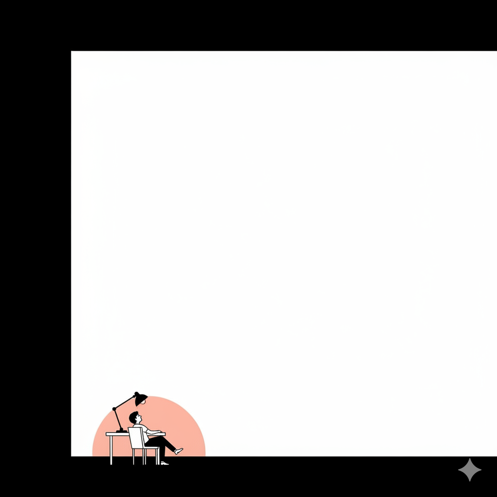 A conveyor belt stamping identical silhouettes; one calmly steps off and walks away.